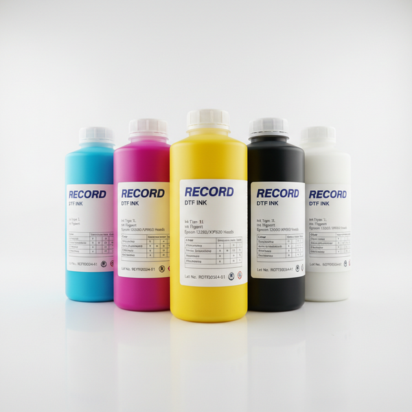 5 bottle of 1 litter dtf ink with data sheet and record brand on them